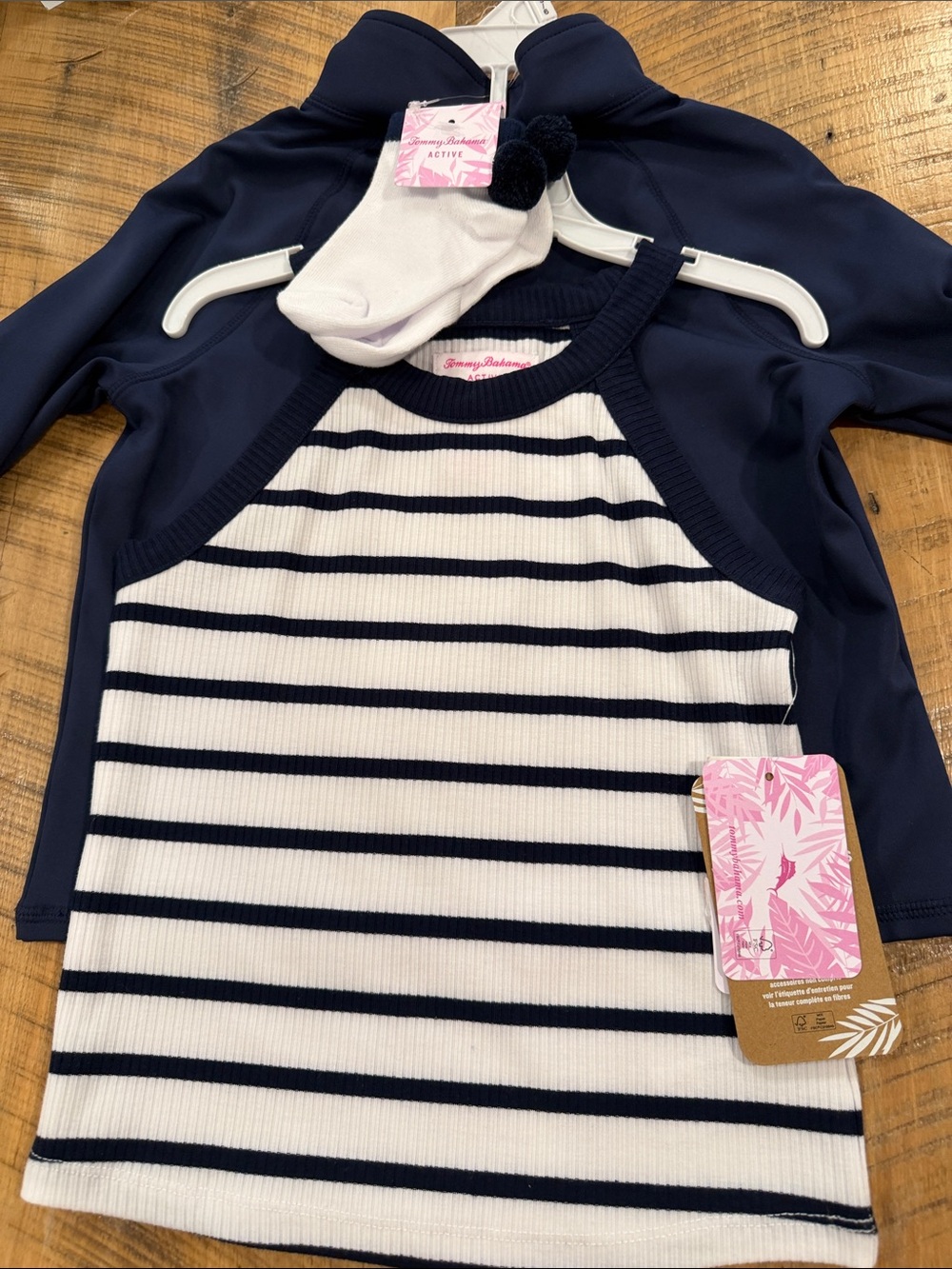 Tommy Bahama Kids Navy & White Stripe Tank with Coordinating Navy UPF 50 1/4 zip